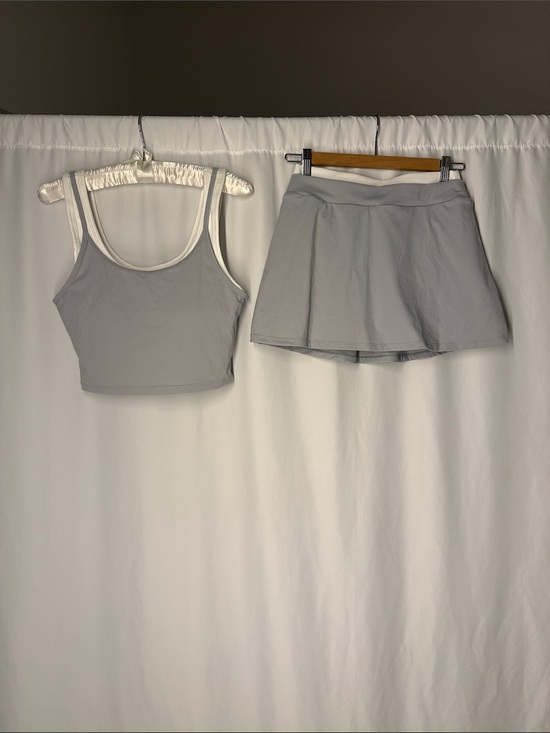 OQQ Other - Gray Tank Crop Top and Skort Set